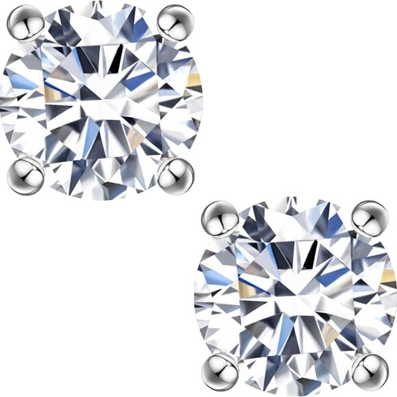 Moissanite Stud Earrings, 0.6ct-2ct DF Color Brilliant Round Cut Lab Created Moi